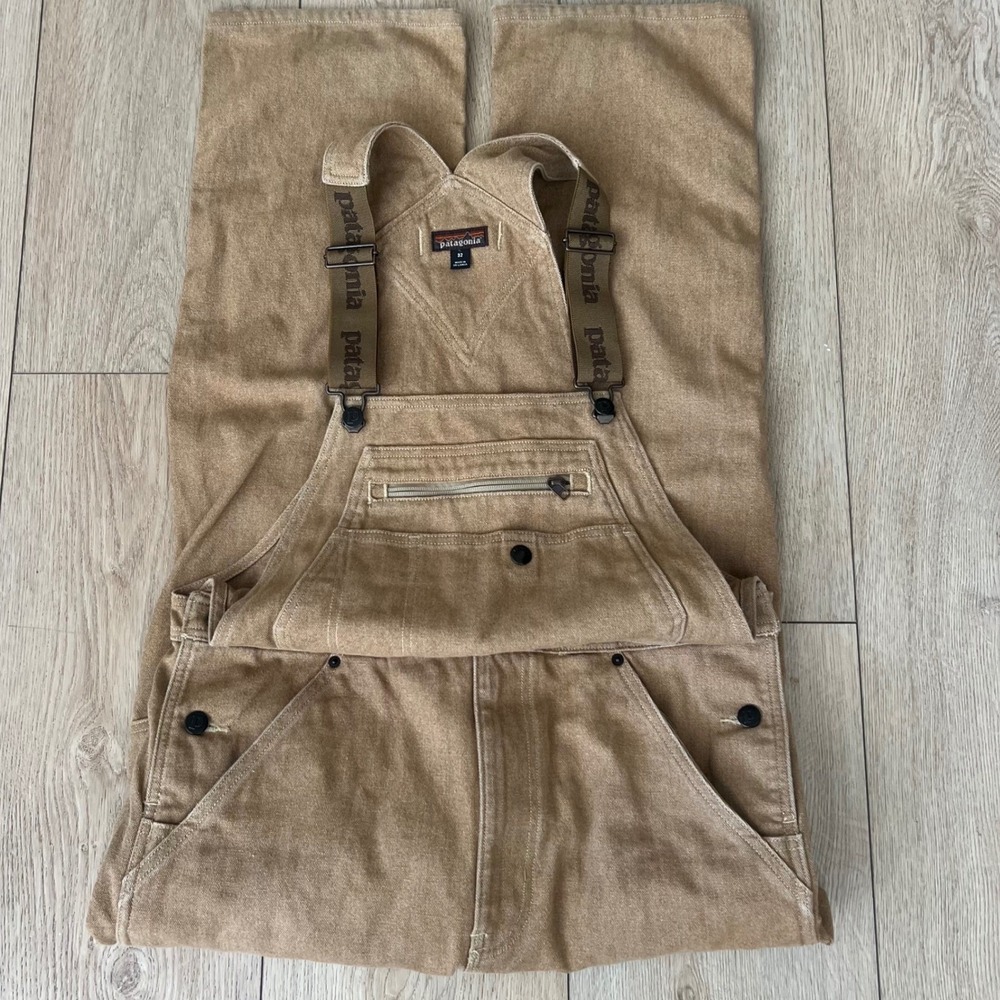 Patagonia Iron Forge Hemp Canvas Bib Overalls Coriander Brown Mens 32 Workwear
